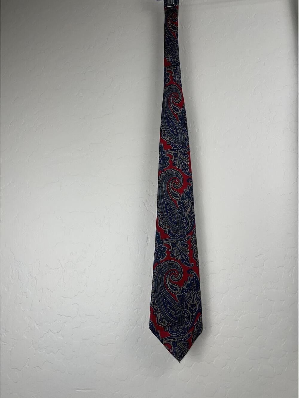 Mario Valentino Red and Blue Paisley Silk Tie